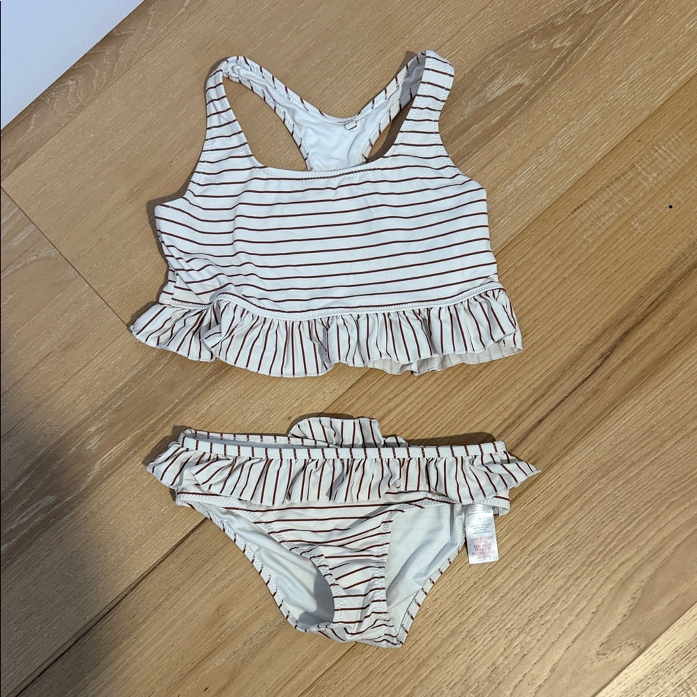 Striped Ruffle Kids Bikini Set